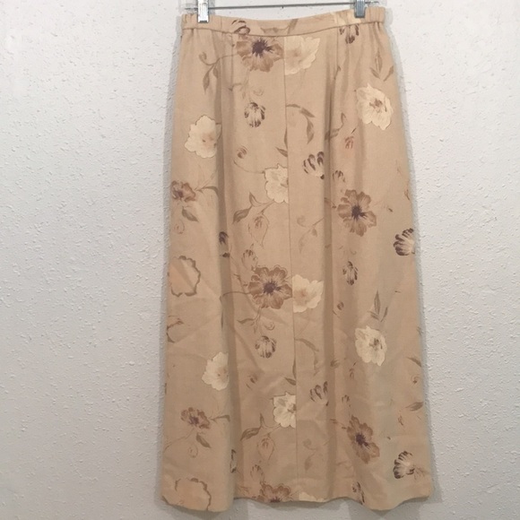 Orvis Wool Blend VTG Khaki Floral Maxi Skirt w/ Pockets Both Sides size 8 - Picture 3 of 13